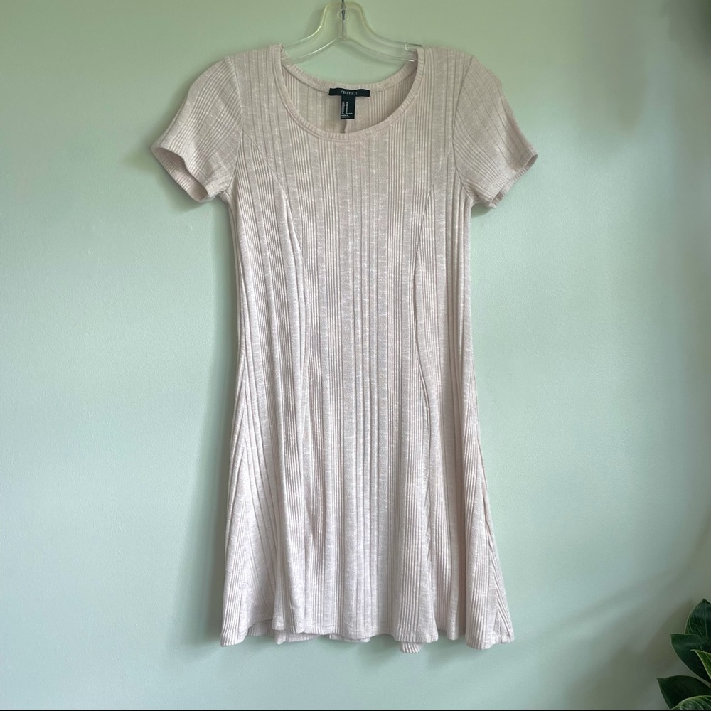 cream colored t-shirt dress